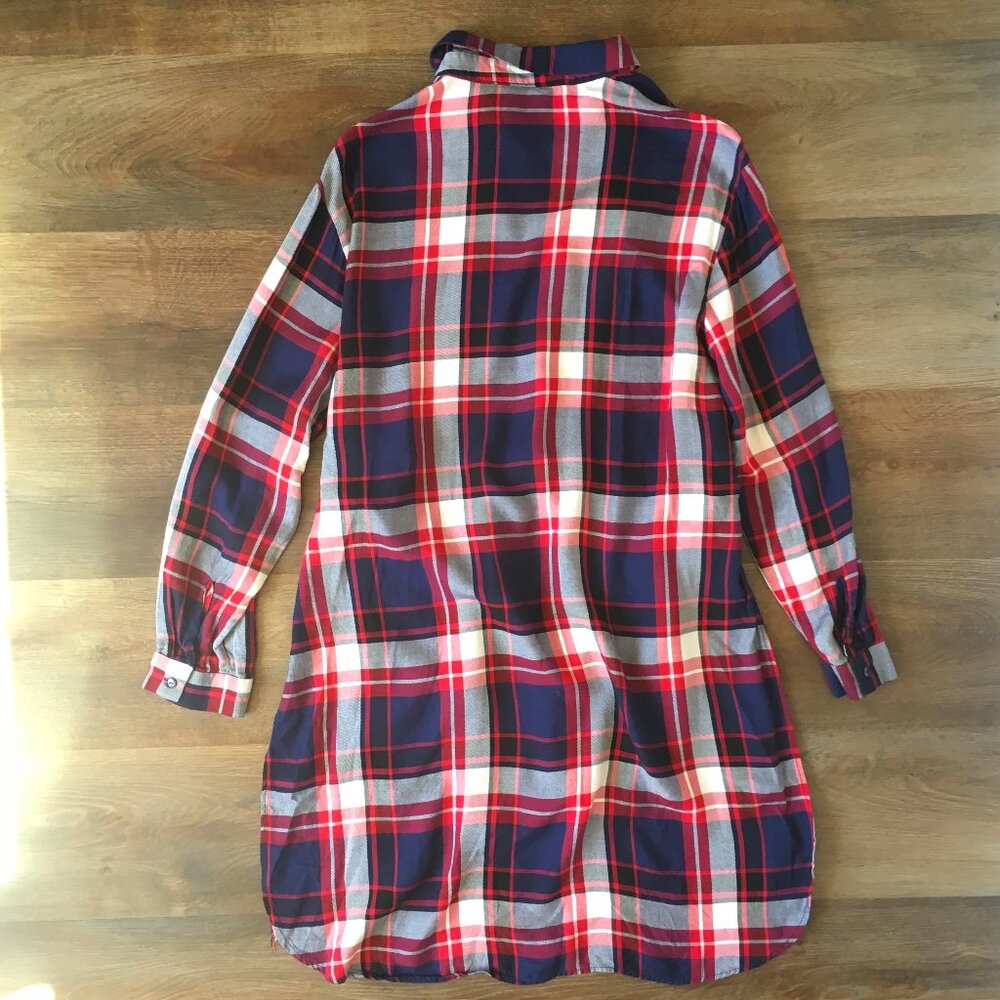 ZARA Plaid Tunic Button Down Shirt Dress Small Trafaluc Tartan Printed Belted - Picture 10 of 12